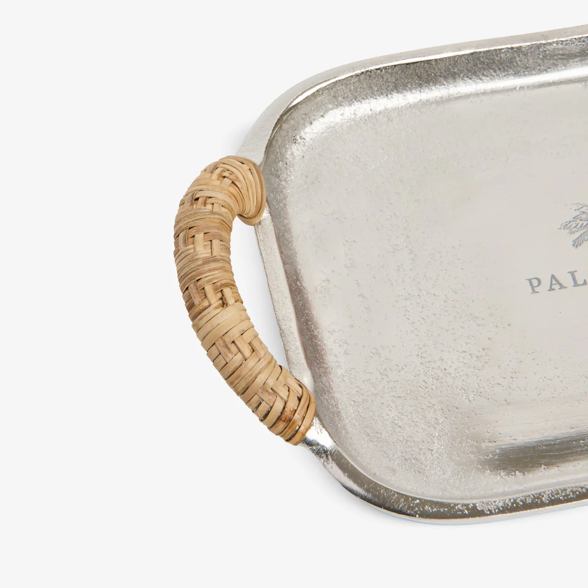 Palm House Metal Tray With Rattan Handles - Image 3