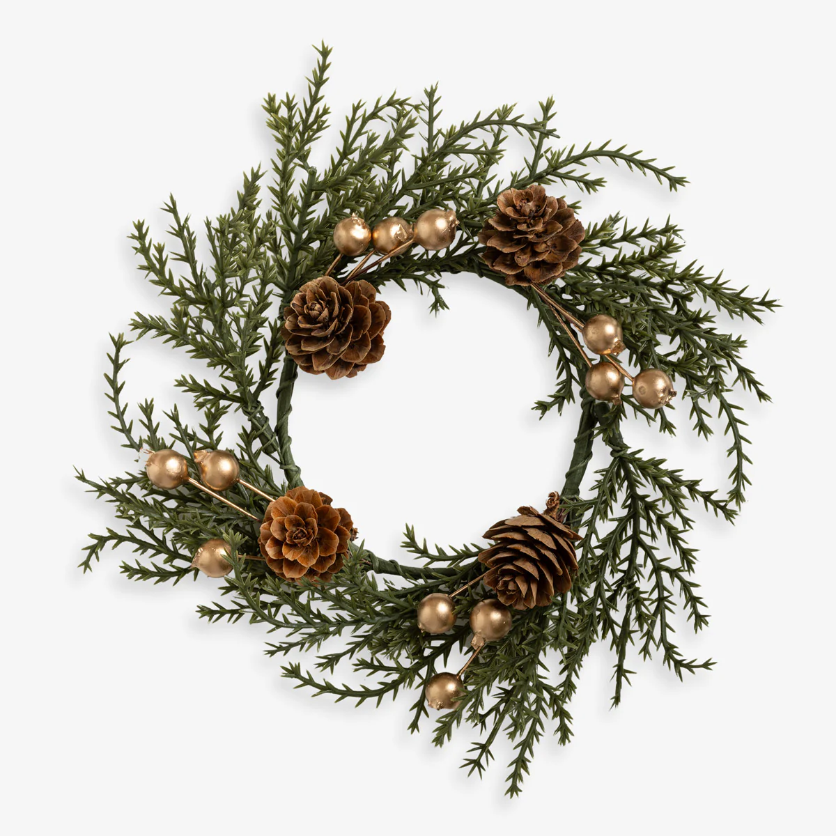 Pine Cone & Gold Berry Candle Rings