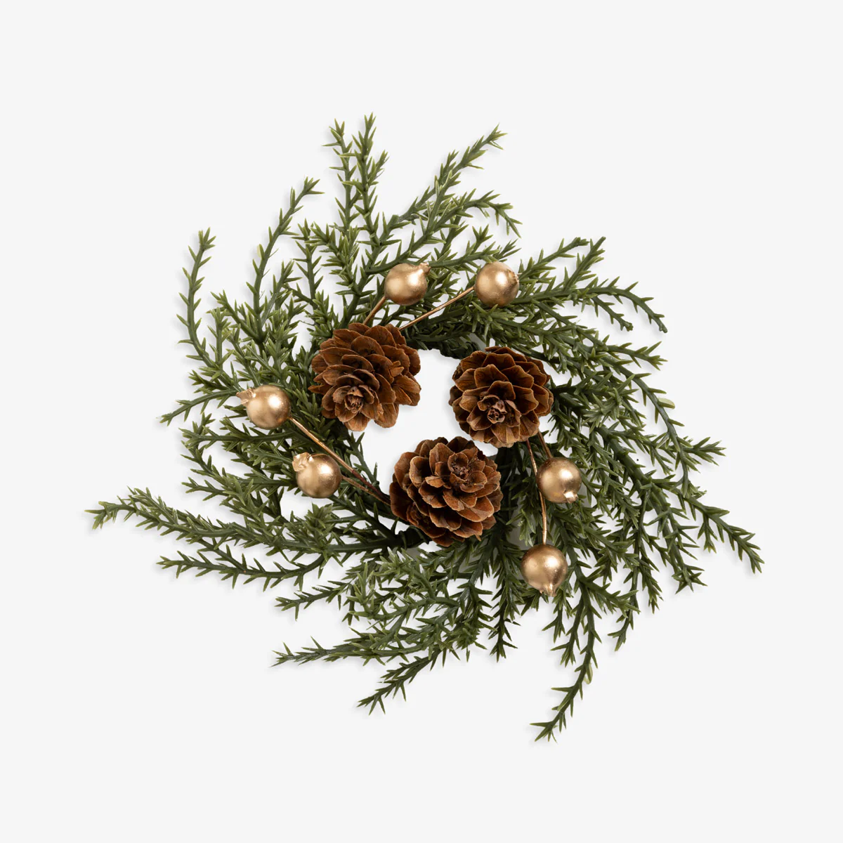 Pine Cone & Gold Berry Candle Rings - Image 3