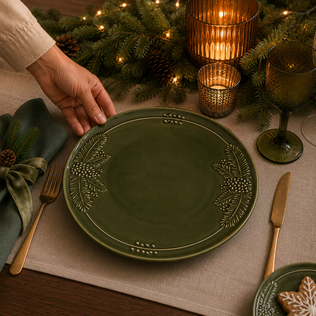 Pinecone & Christmas Tree Green Dinnerware - Image 5