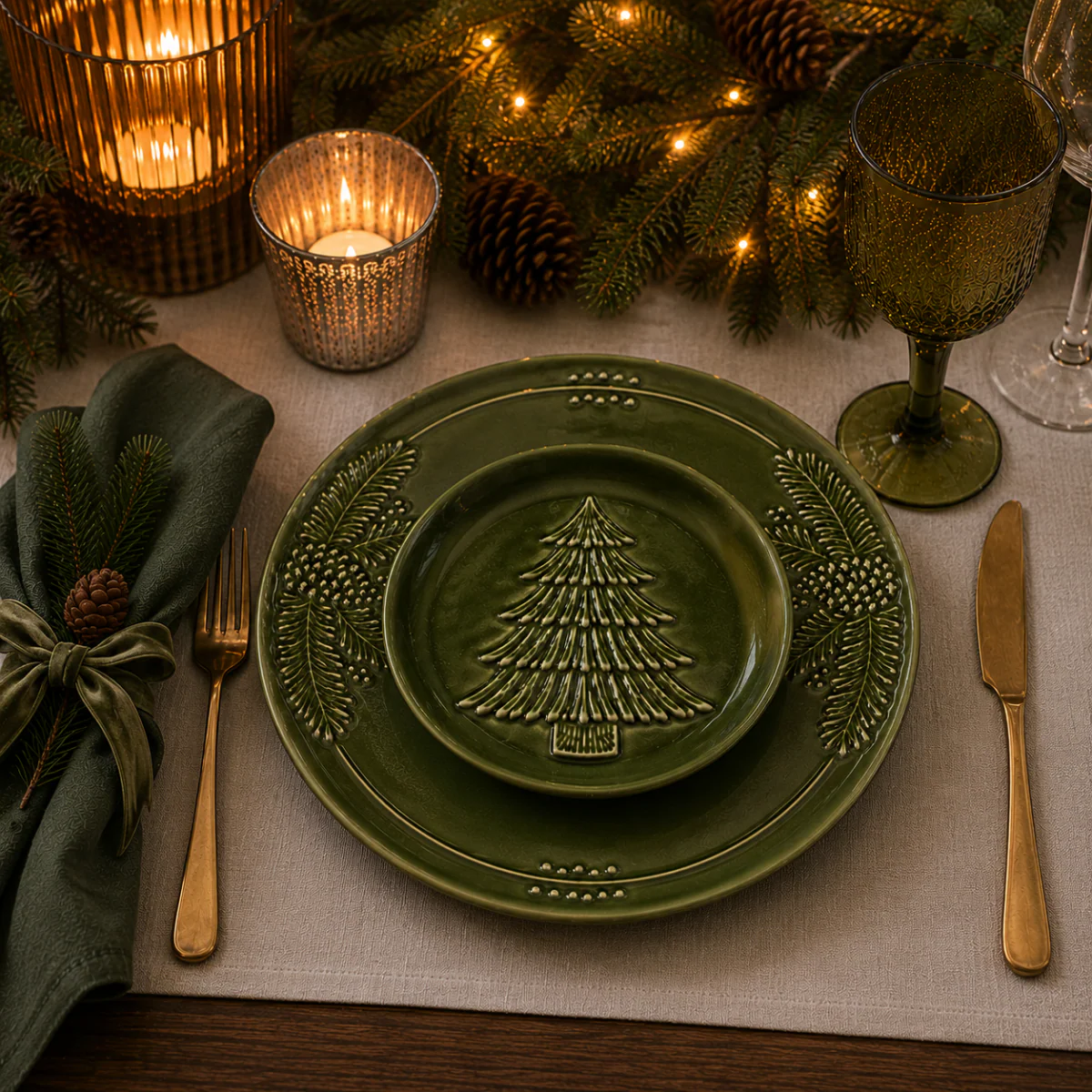 Pinecone & Christmas Tree Green Dinnerware - Image 6