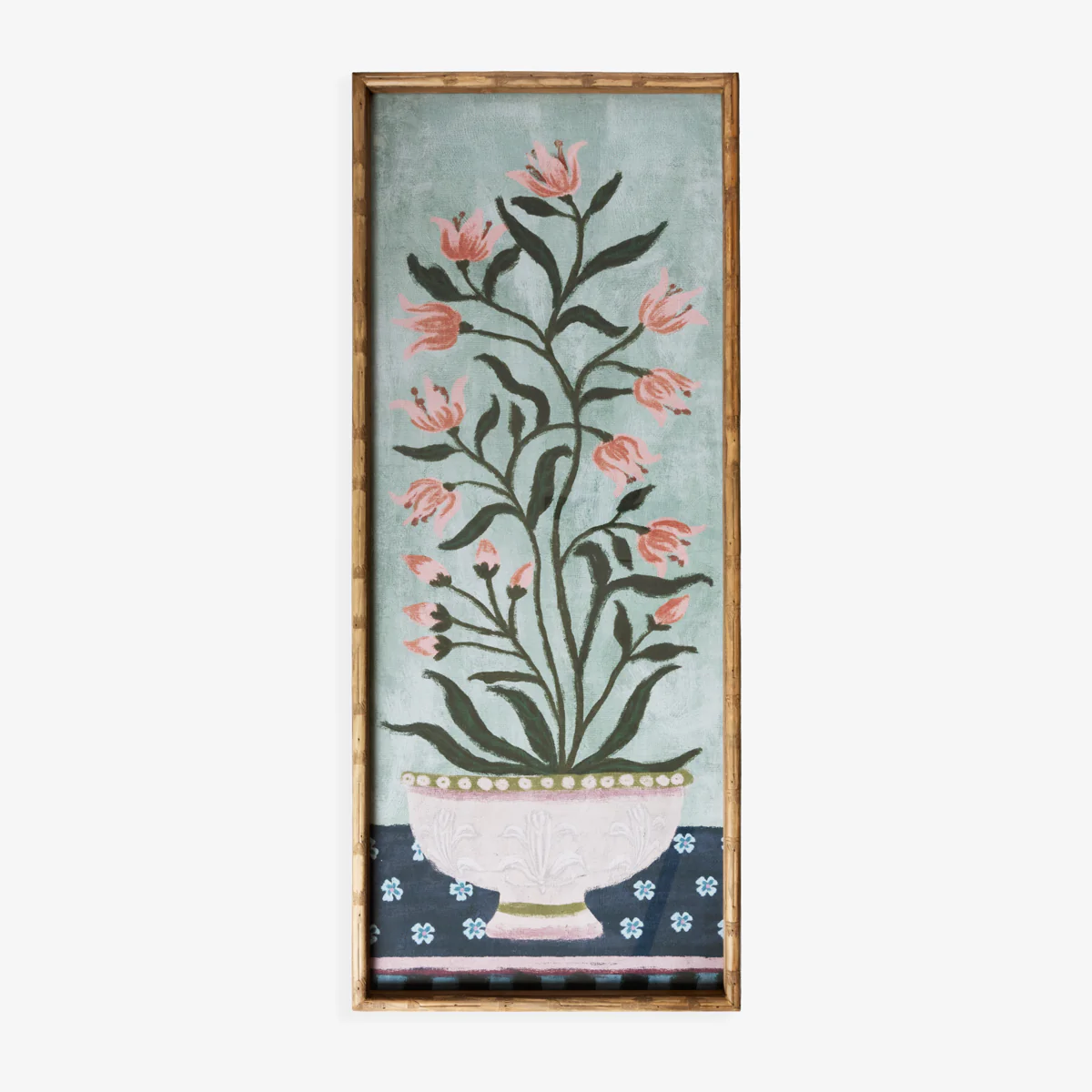 Pink Bloom Print In Bamboo Frame