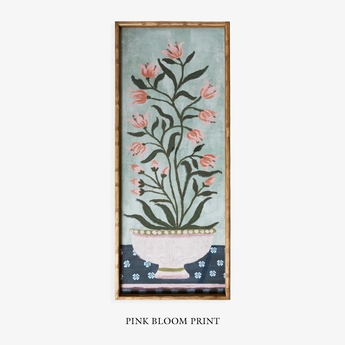 Pink Bloom Print In Bamboo Frame - Image 3