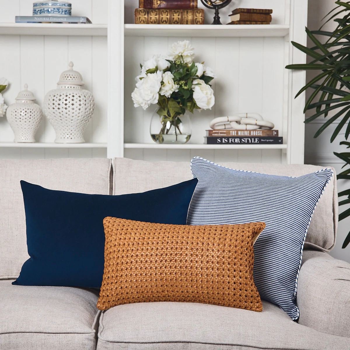 Pinstripe Cushion Cover (Navy & White) - Image 2