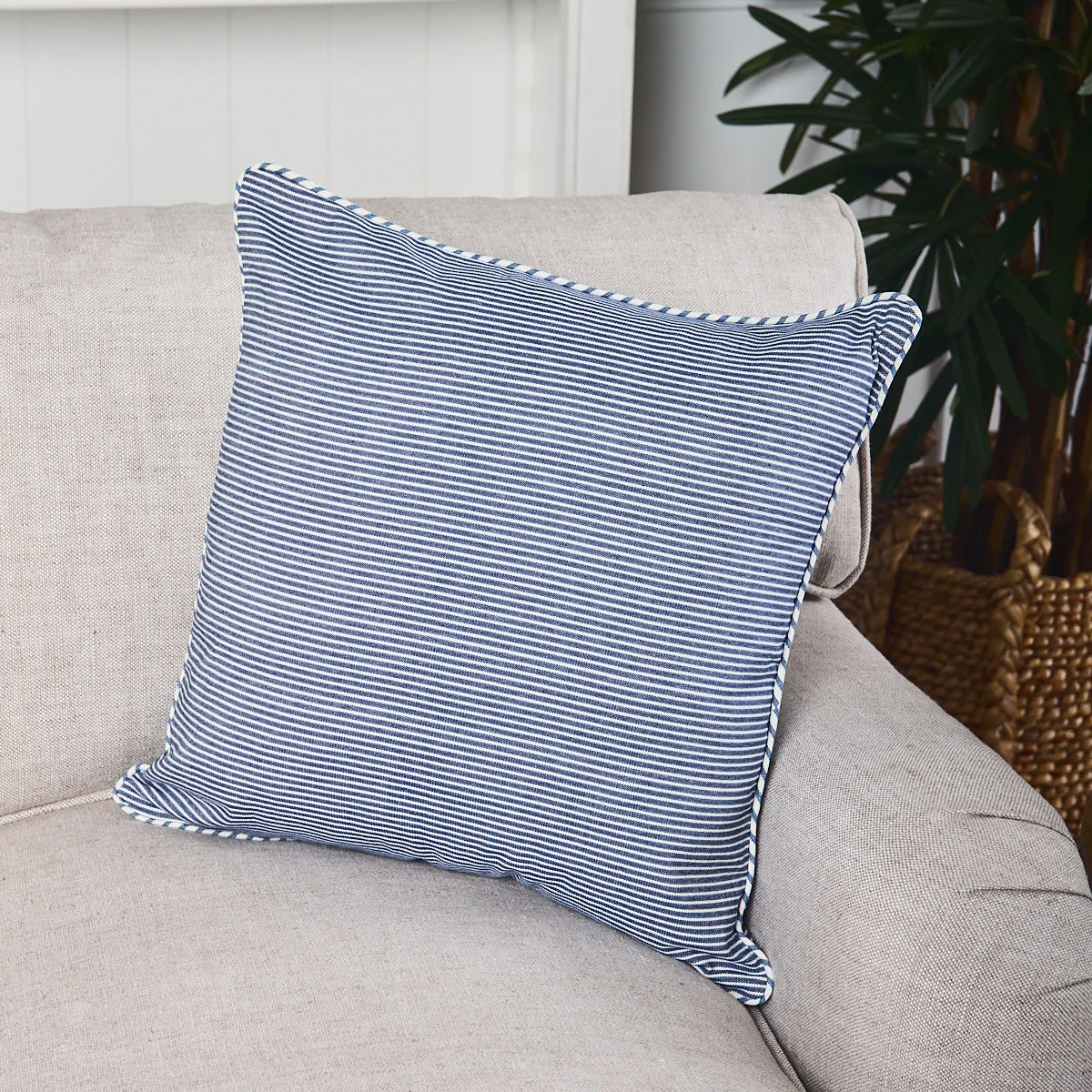 Pinstripe Cushion Cover (Navy & White) - Image 3