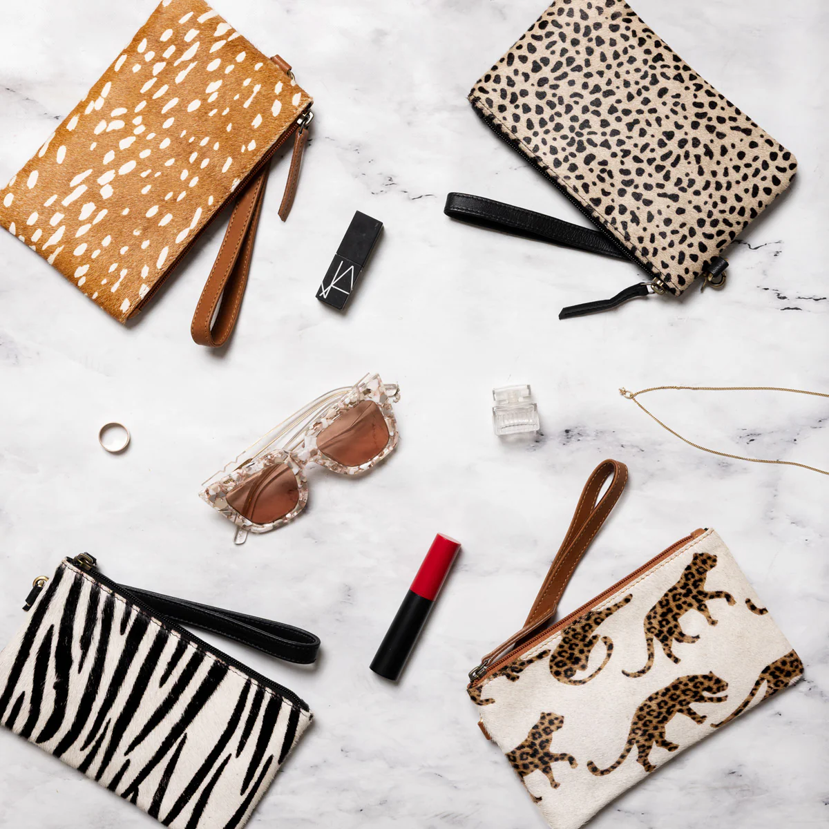 Printed Cowhide Clutch Bag (Leopard) - Image 3