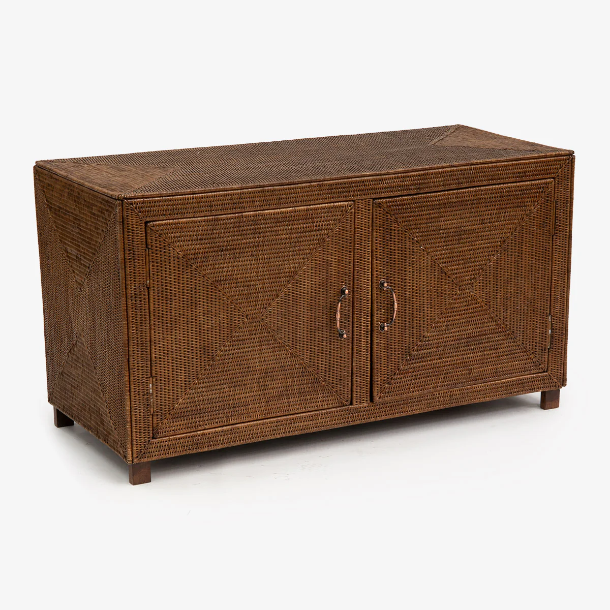 Rattan 2 Door Cabinet Brown