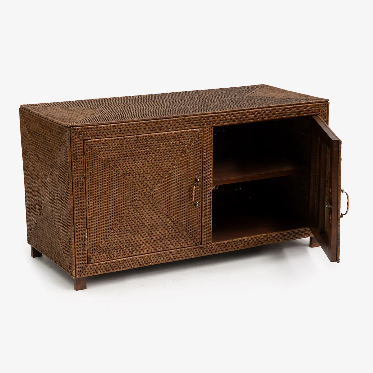 Rattan 2 Door Cabinet Brown - Image 4
