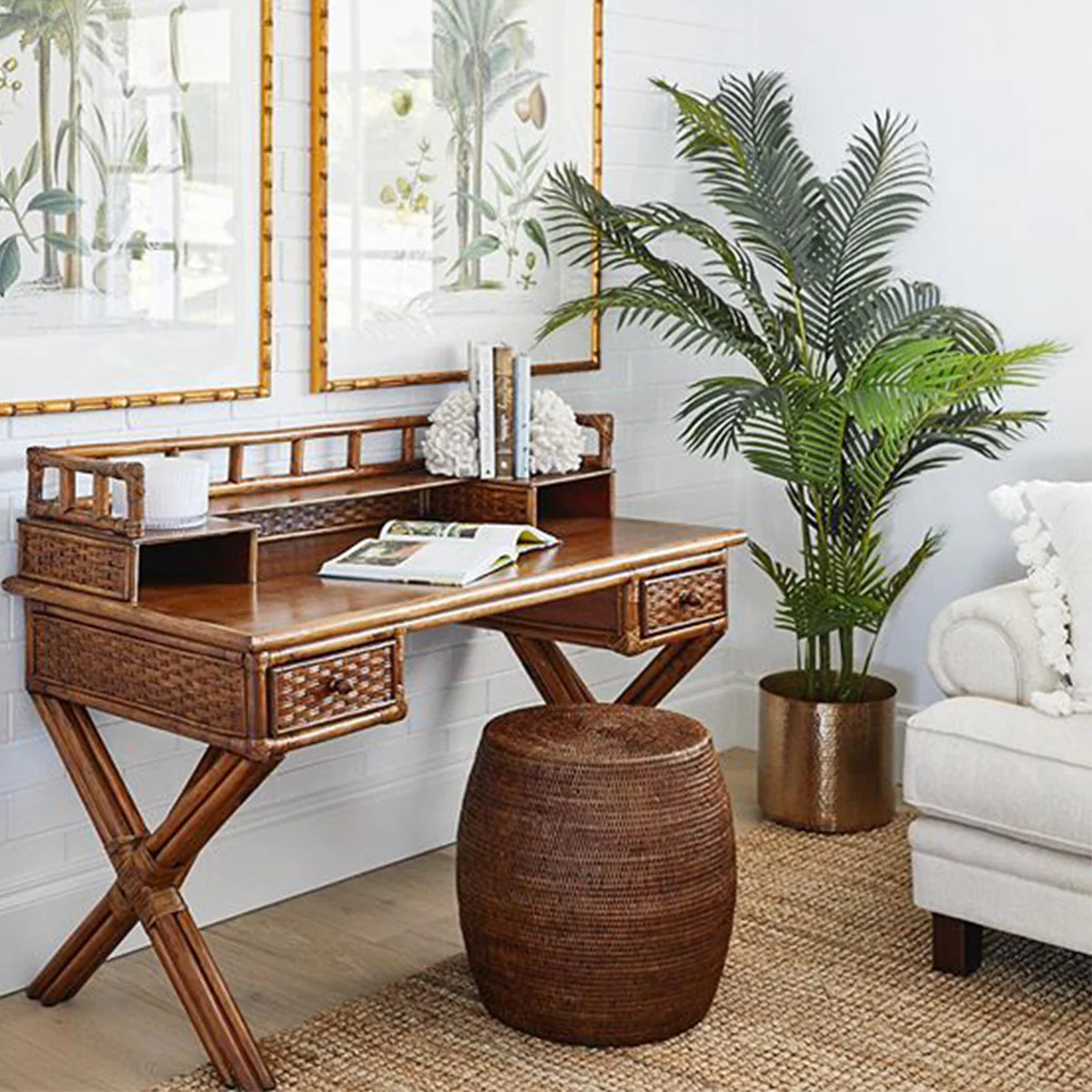 Rattan African Writing Desk Brown - Image 6