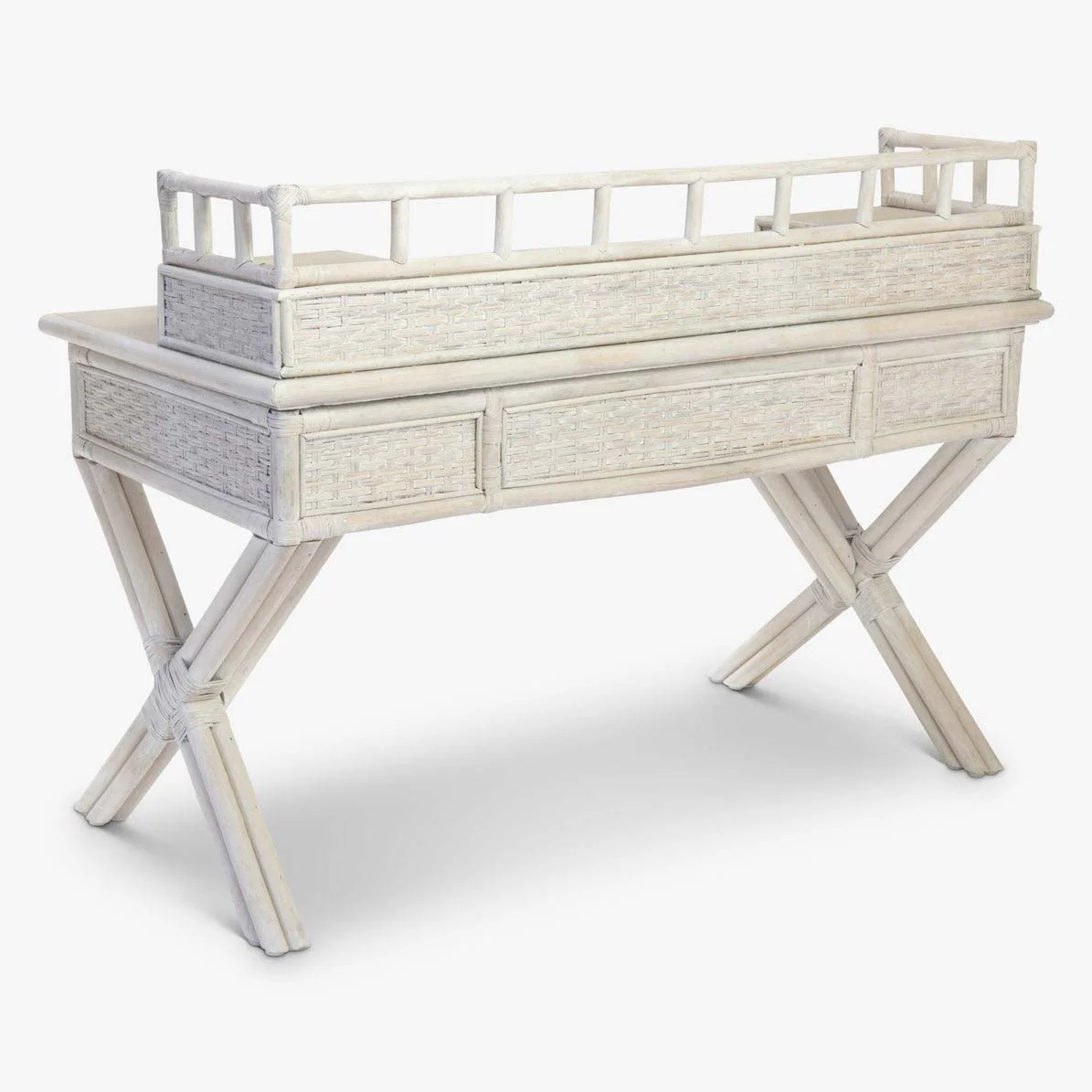 African Rattan Writing Desk (White Washed) - Image 3