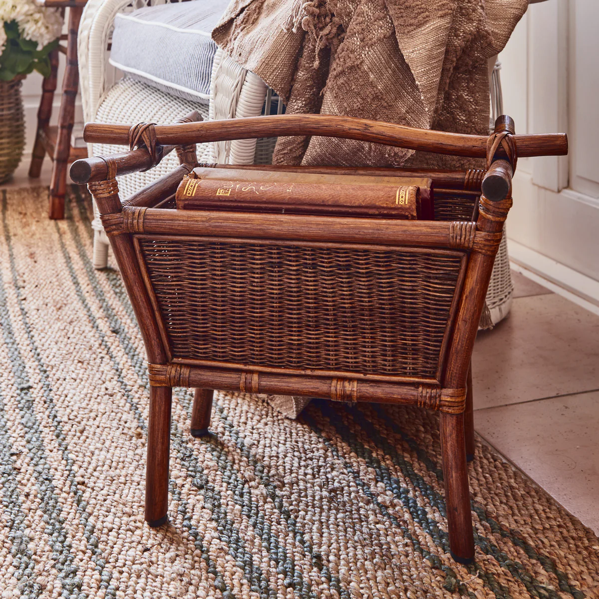 Rattan & Bamboo Magazine Holder (Brown) - Image 2
