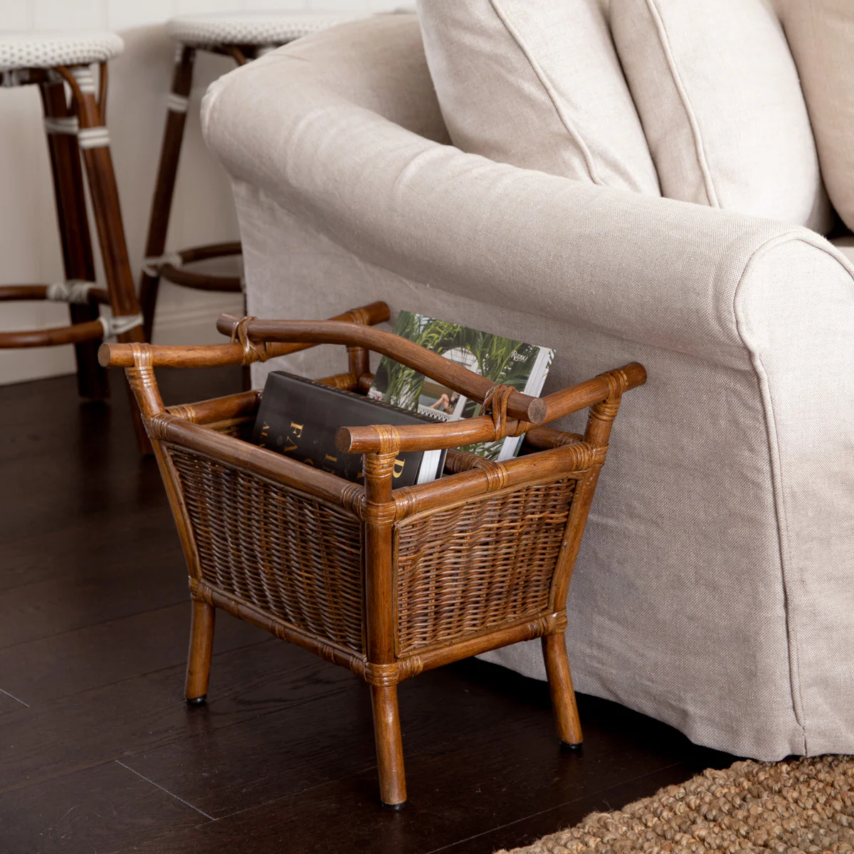 Rattan & Bamboo Magazine Holder (Brown) - Image 3