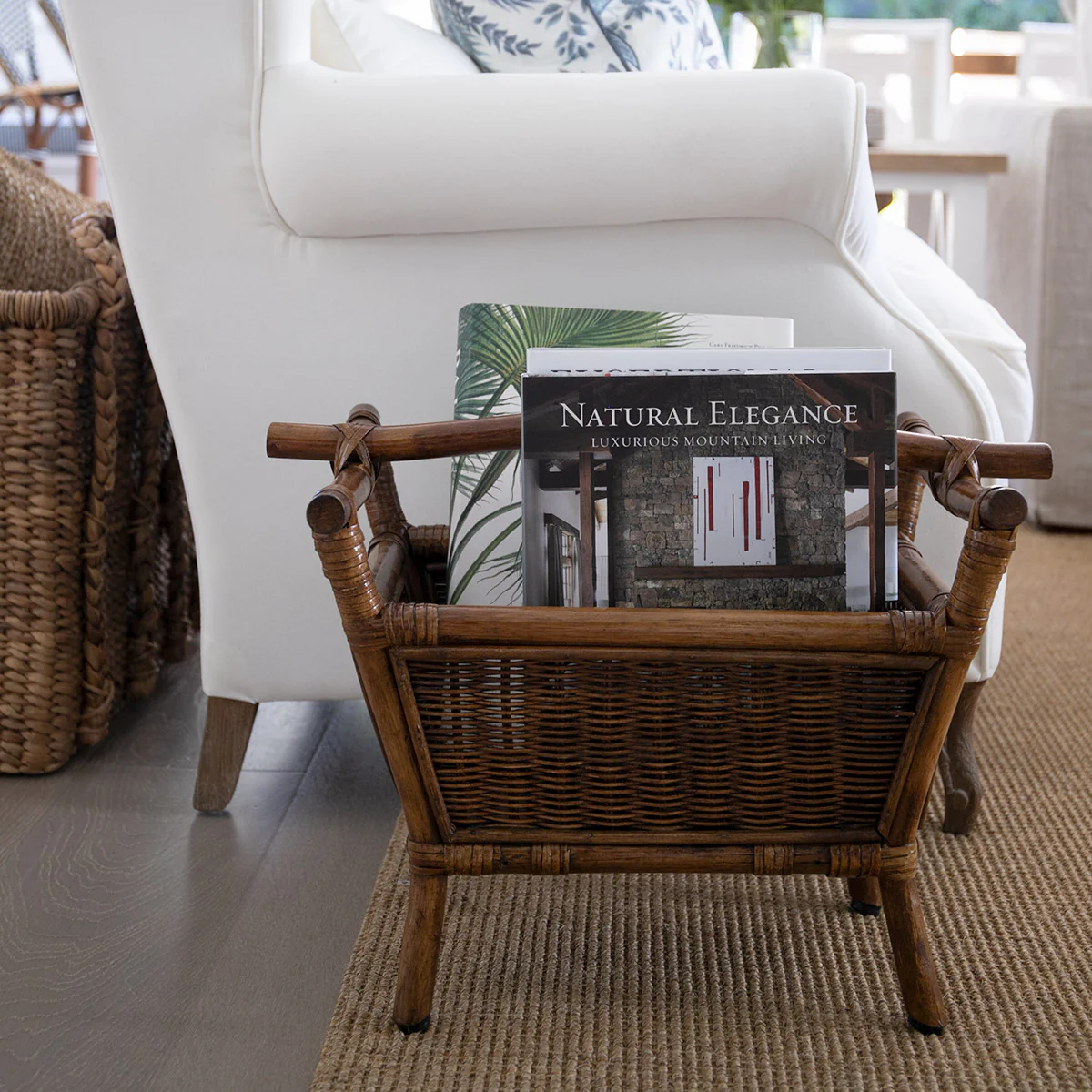 Rattan & Bamboo Magazine Holder (Brown) - Image 4