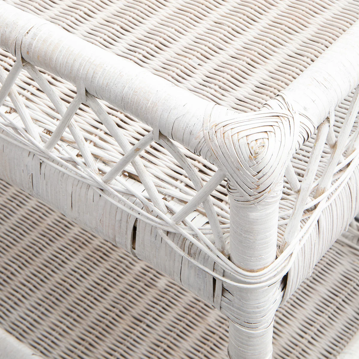 Rattan Bar Cart (White Washed) - Image 3