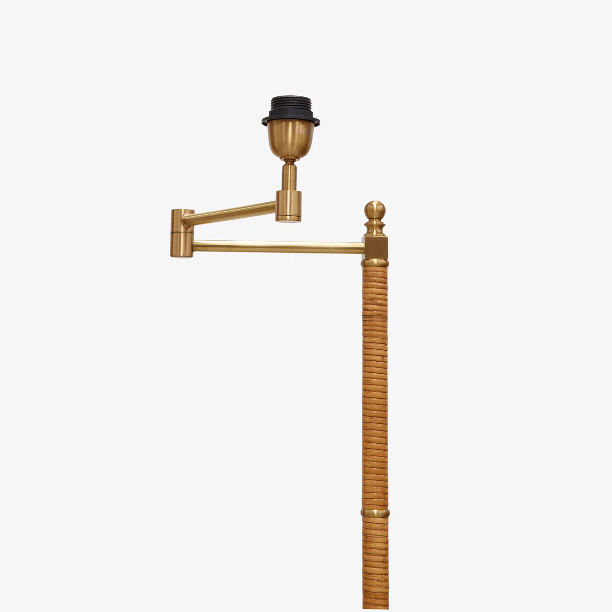 Rattan & Brass Swing Arm Floor Lamp - Image 3