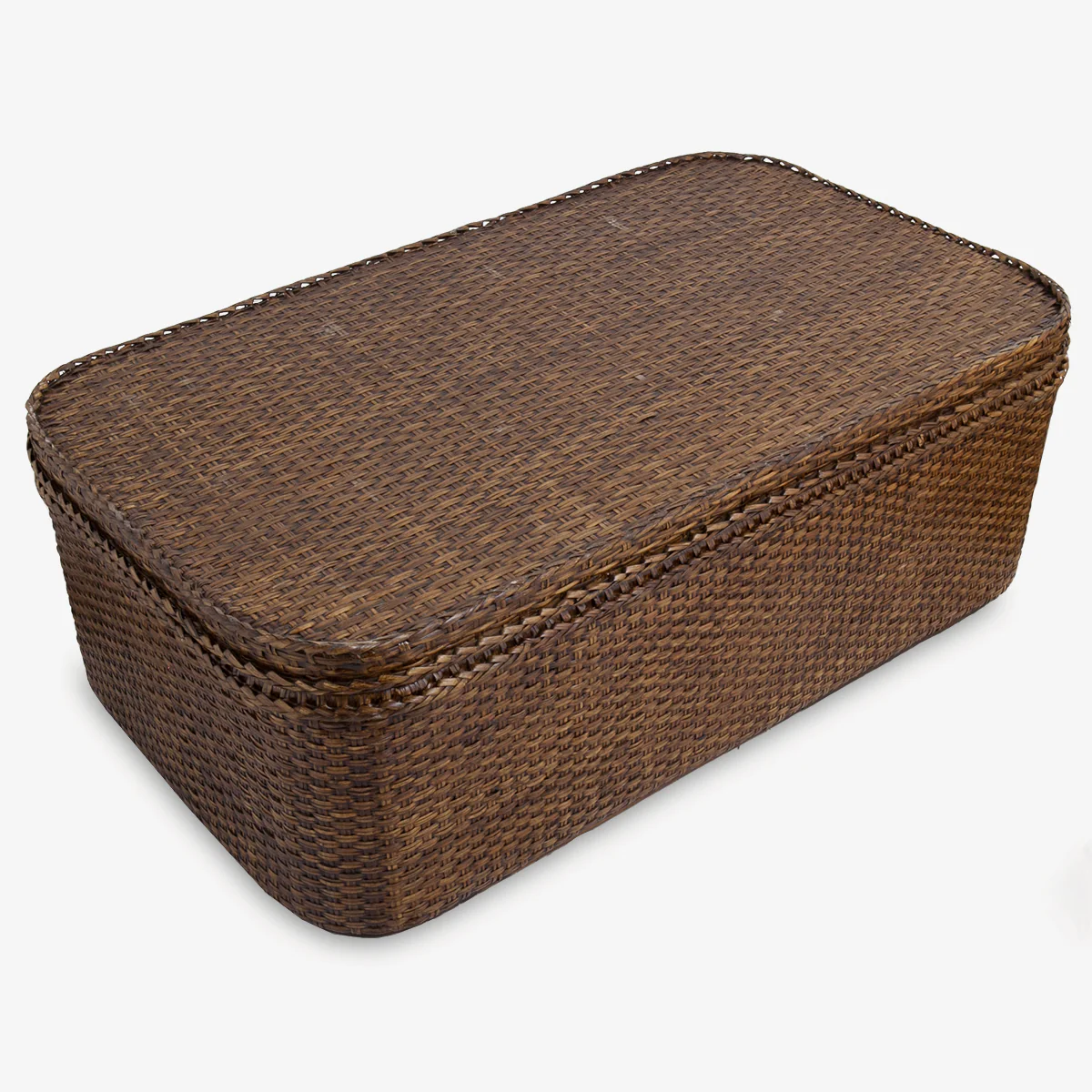 Rattan Coffee Table Chest Brown