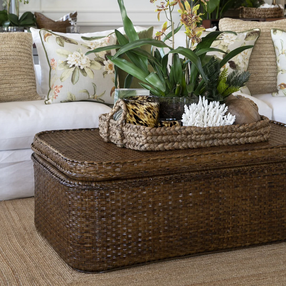 Rattan Coffee Table Chest Brown - Image 2