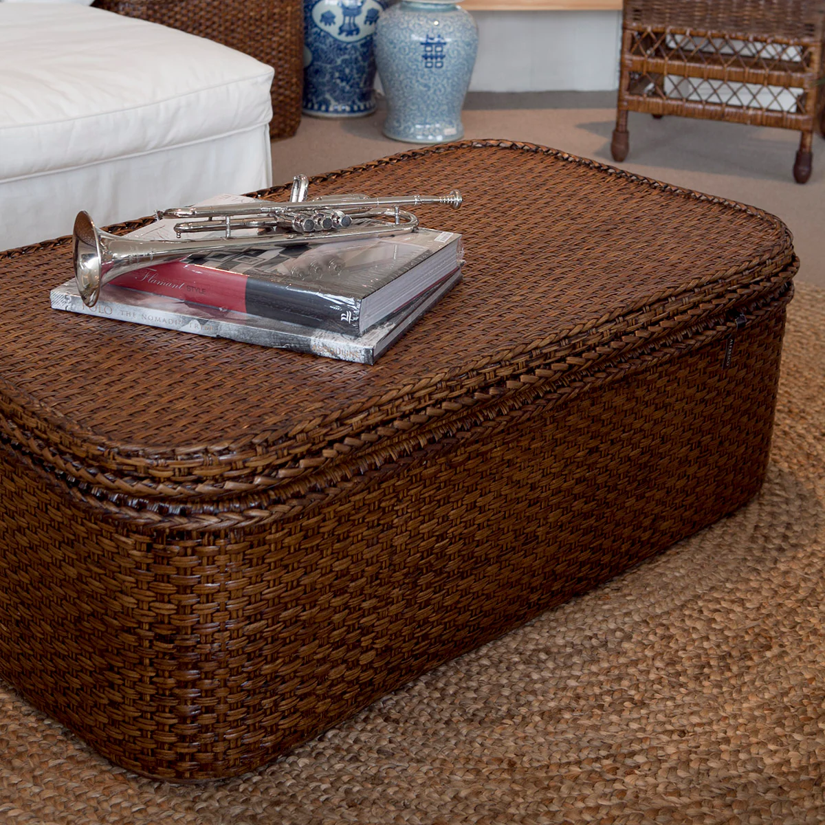 Rattan Coffee Table Chest Brown - Image 4