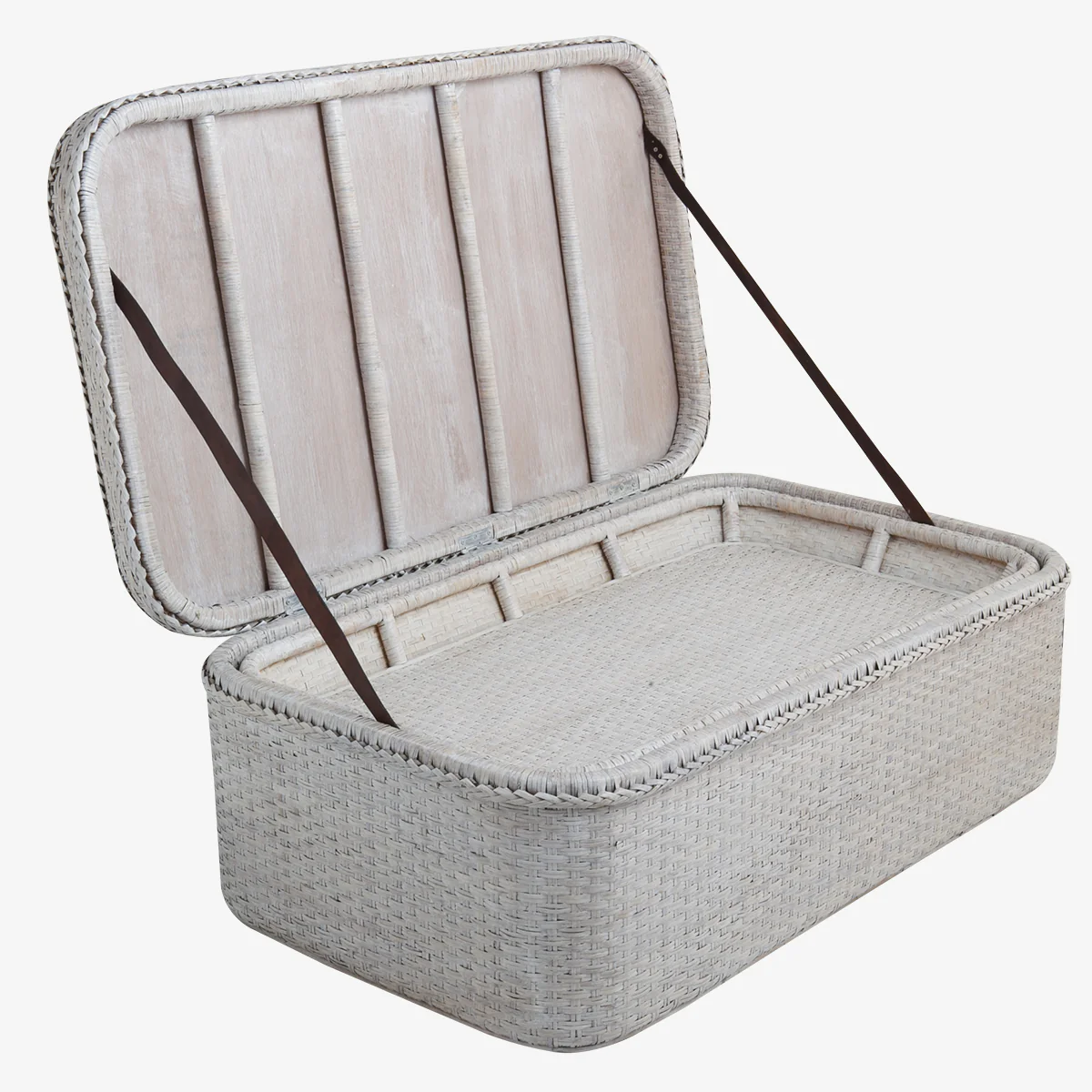 Rattan Coffee Table Chest (White Washed) - Image 3