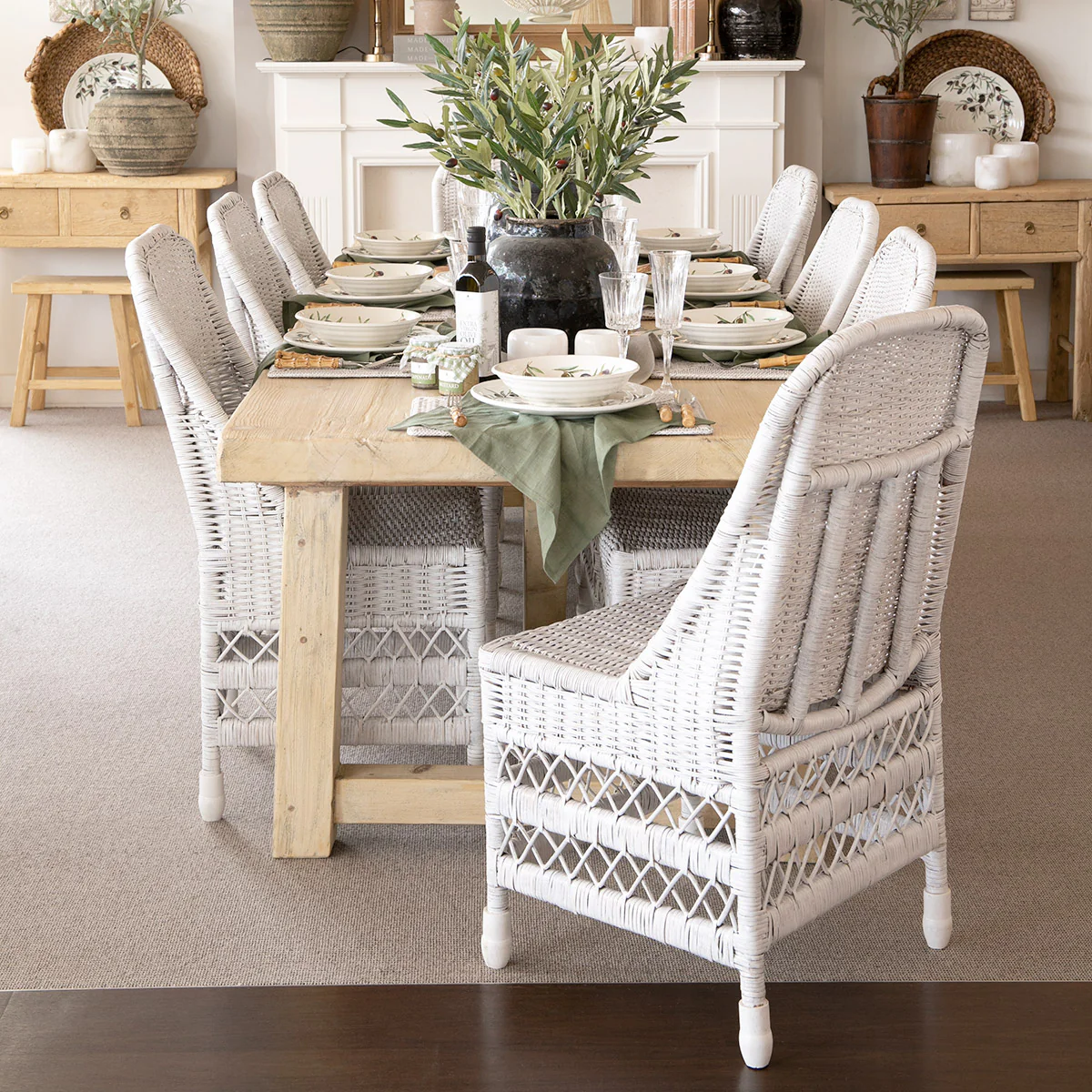 Rattan Dining Chair (White Washed) - Image 2