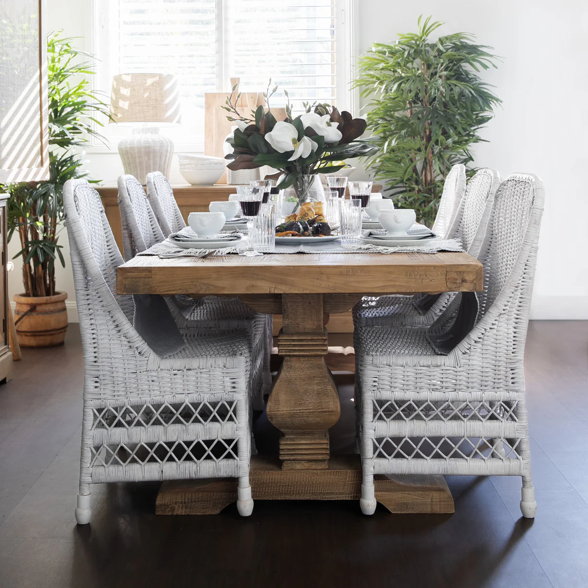 Rattan Dining Chair (White Washed) - Image 3