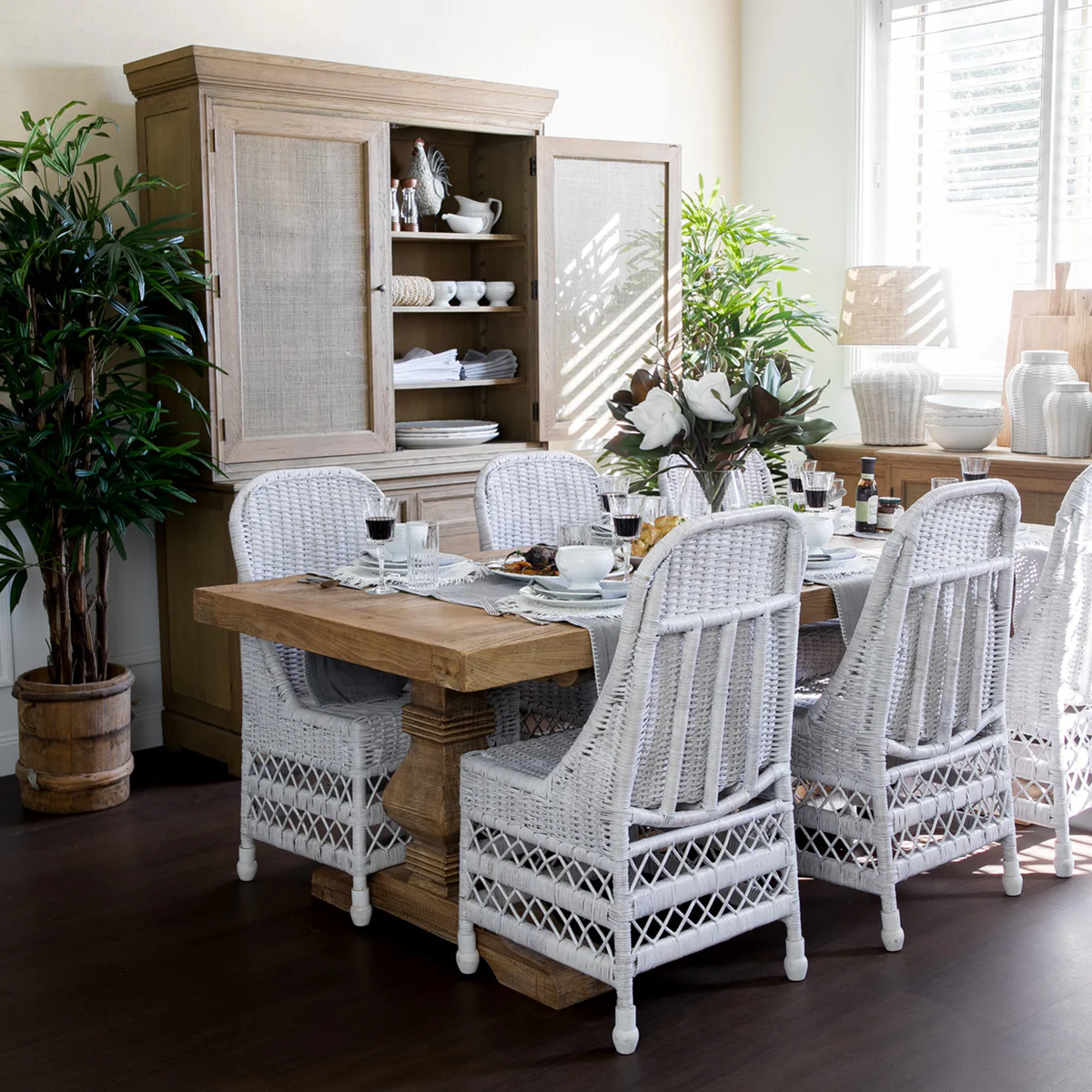 Rattan Dining Chair (White Washed) - Image 4