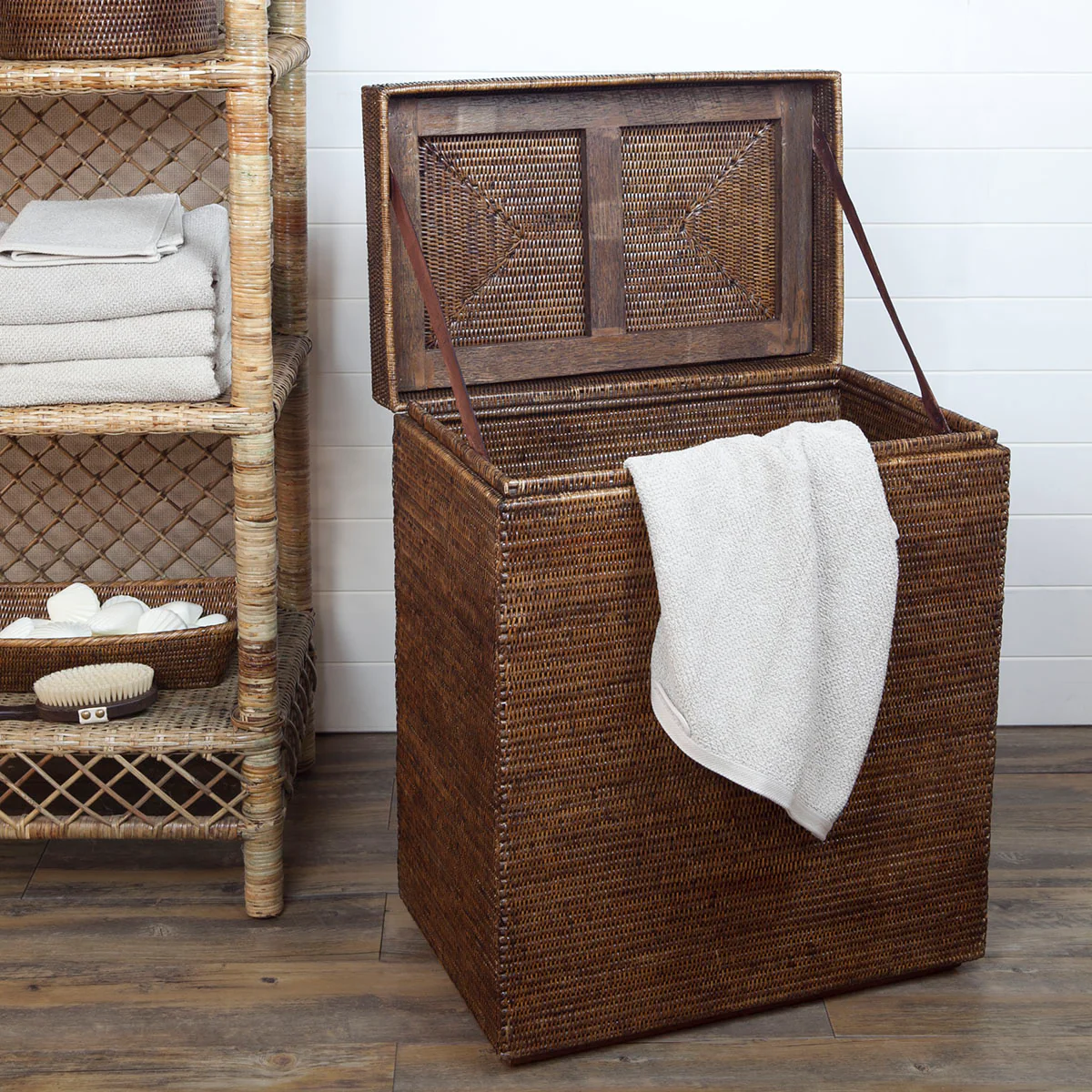 Rattan EMB Laundry Chest Brown - Image 2