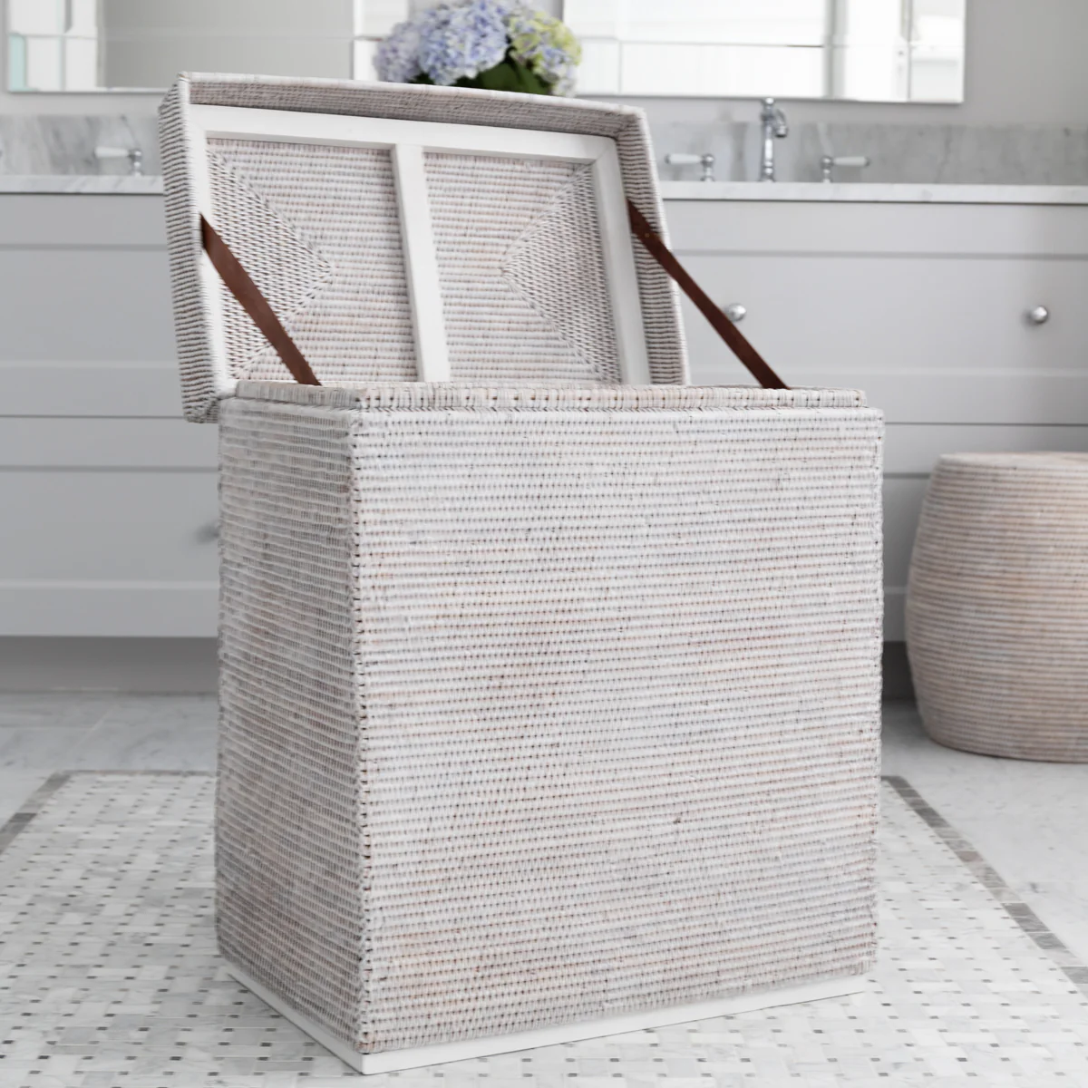 Rattan EMB Laundry Chest (White Washed) - Image 2