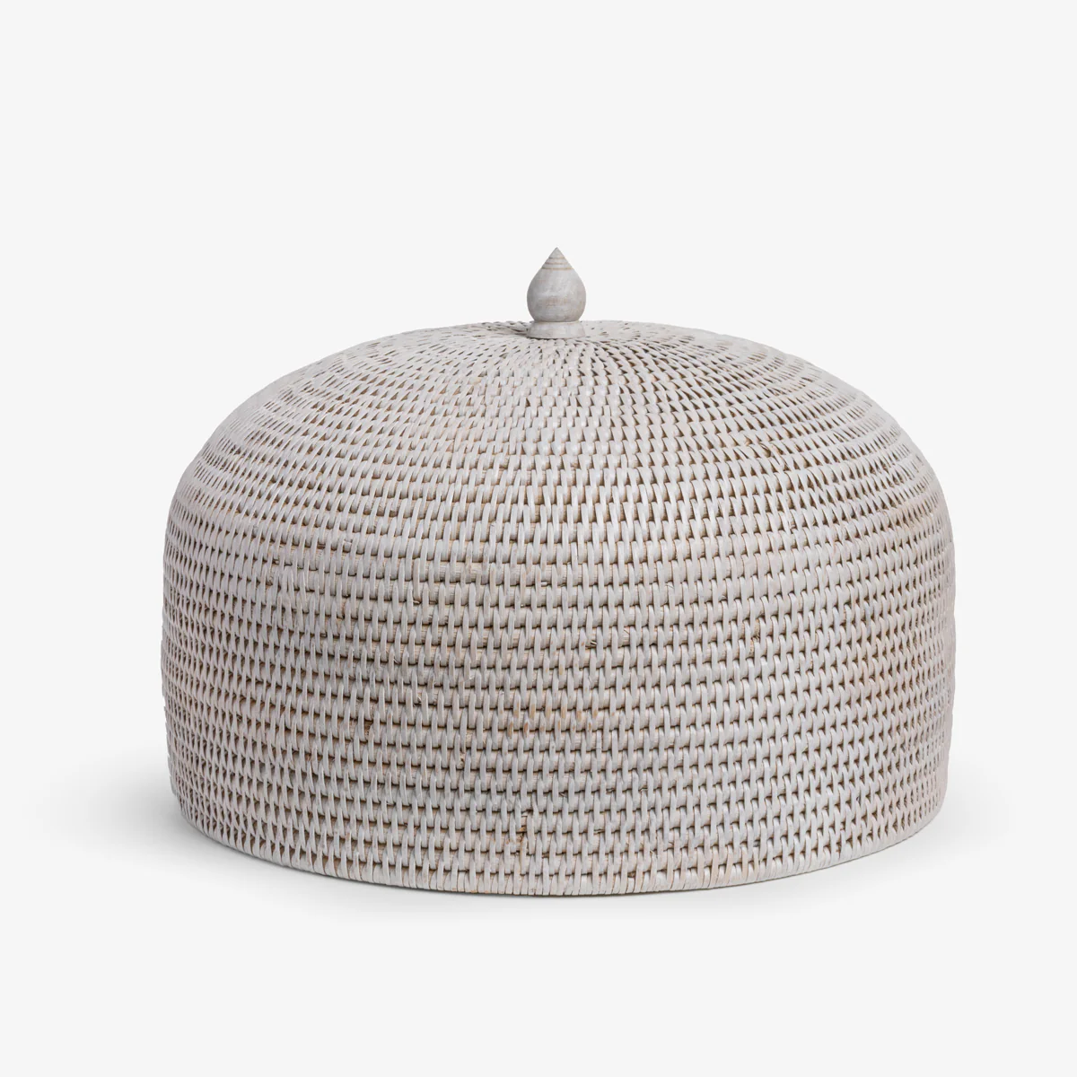 Rattan Food Cloche Dome White