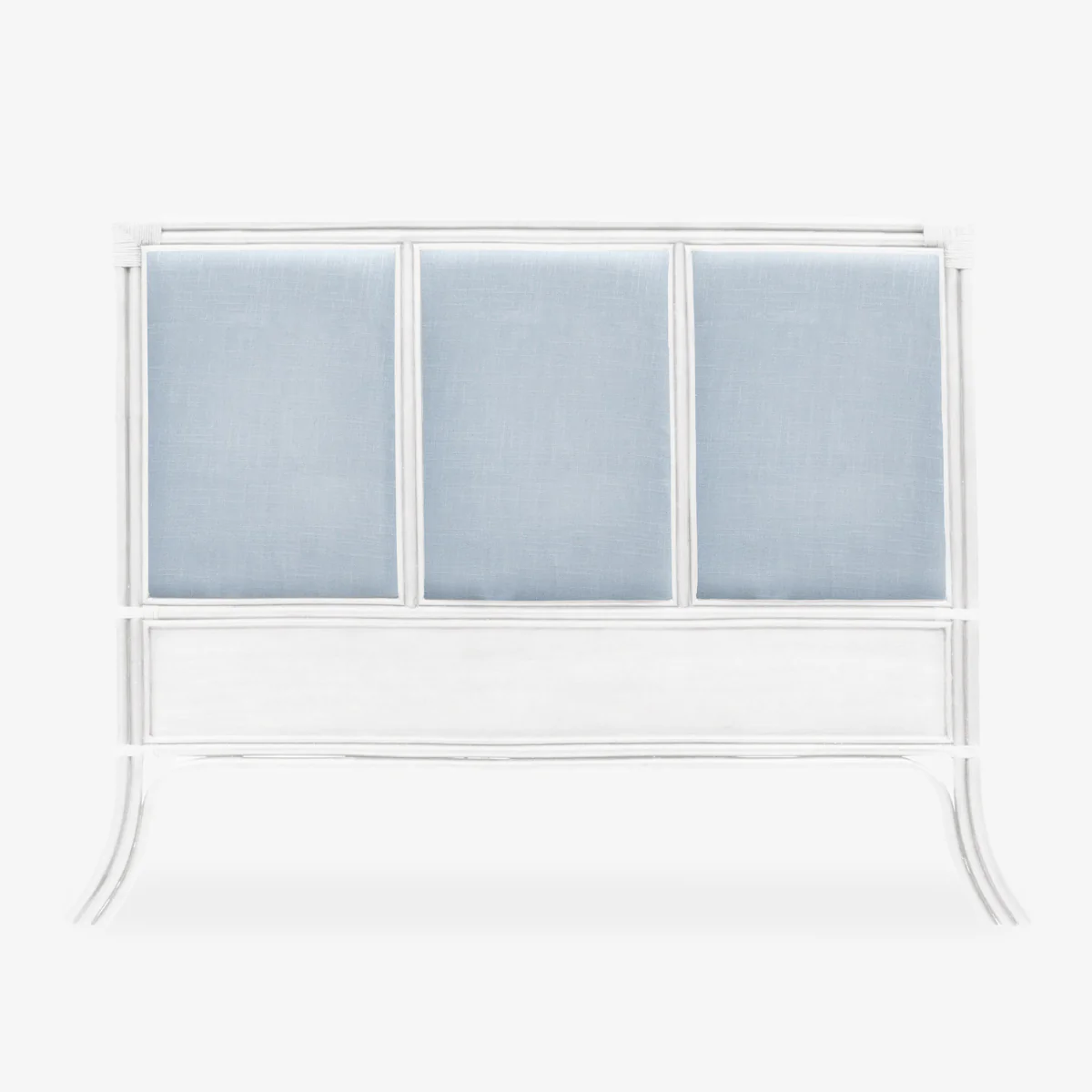 Rattan Indies Bedhead White Custom Lauren Duck Egg Blue Panels