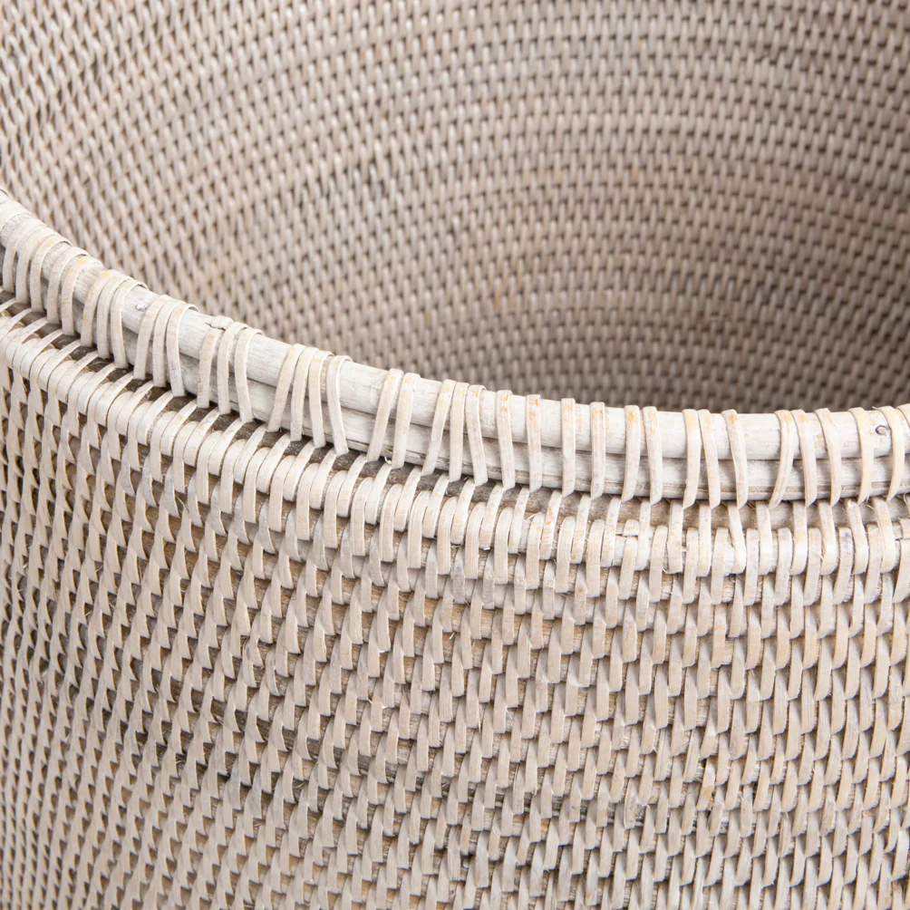 Rattan Laundry Hamper Round (White Washed) - Image 4