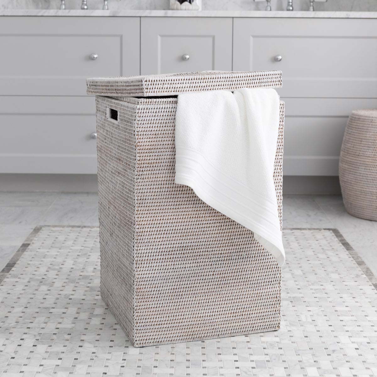 Rattan London Laundry Hamper (White Washed) - Image 2