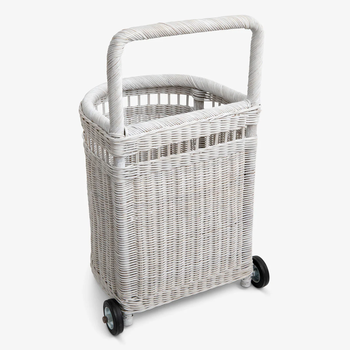 Rattan Market Cart Trolley White - Image 4
