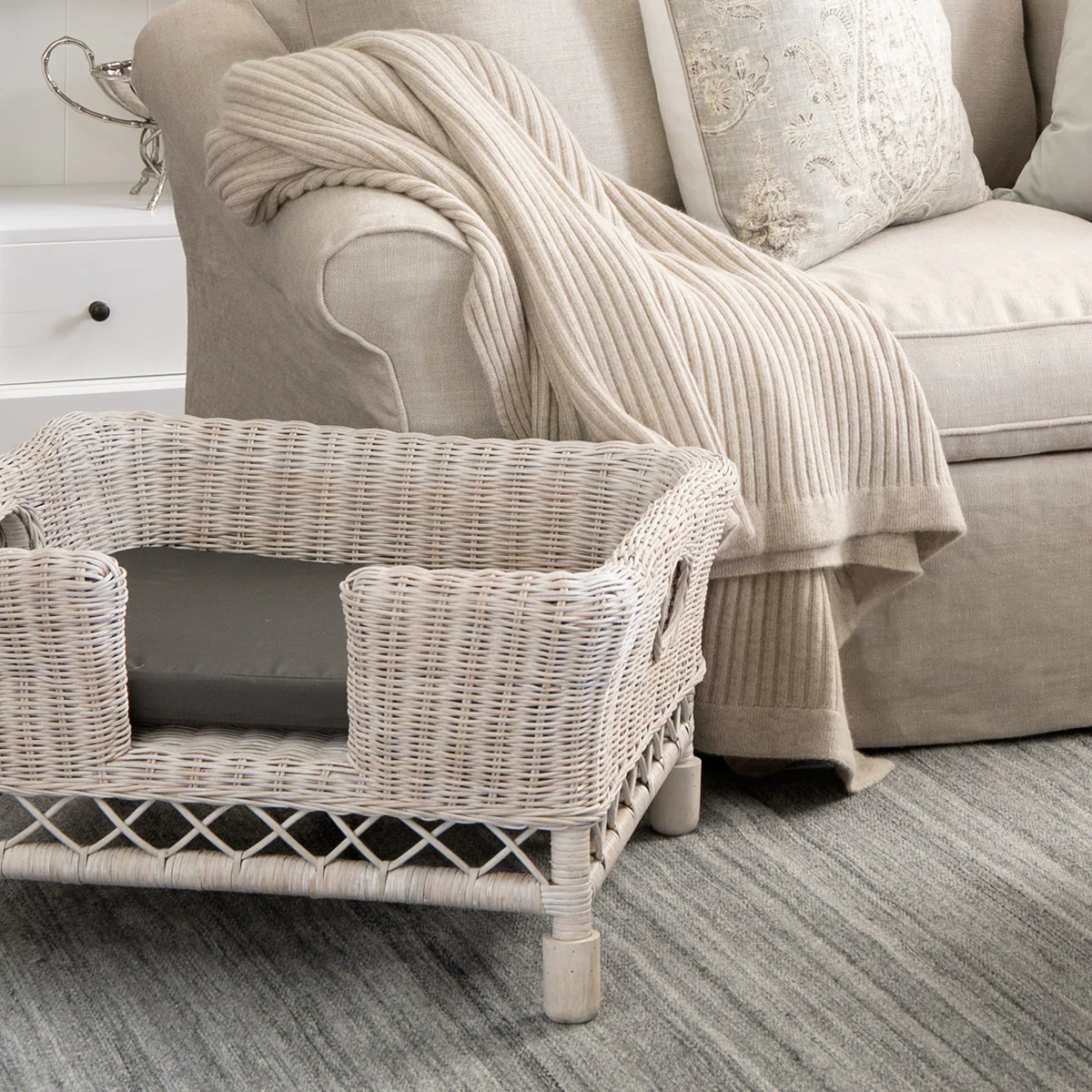 Rattan Pet Beds (White Washed) - Image 2