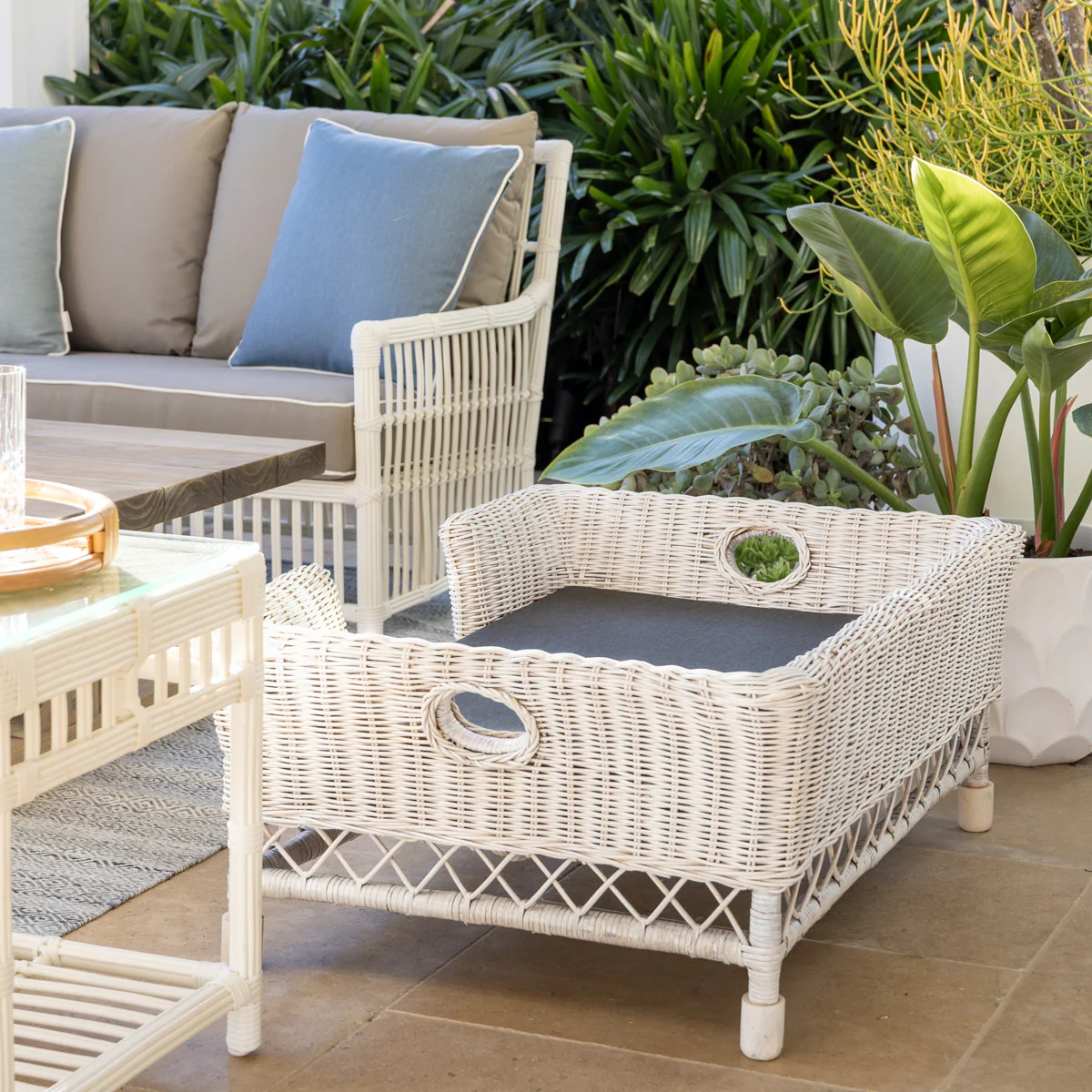 Rattan Pet Beds (White Washed) - Image 3