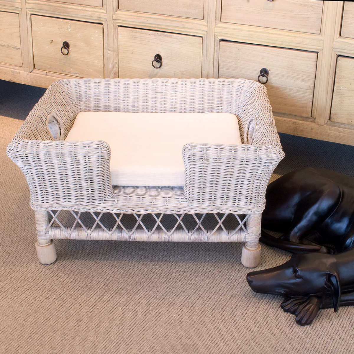 Rattan Pet Beds (White Washed) - Image 5