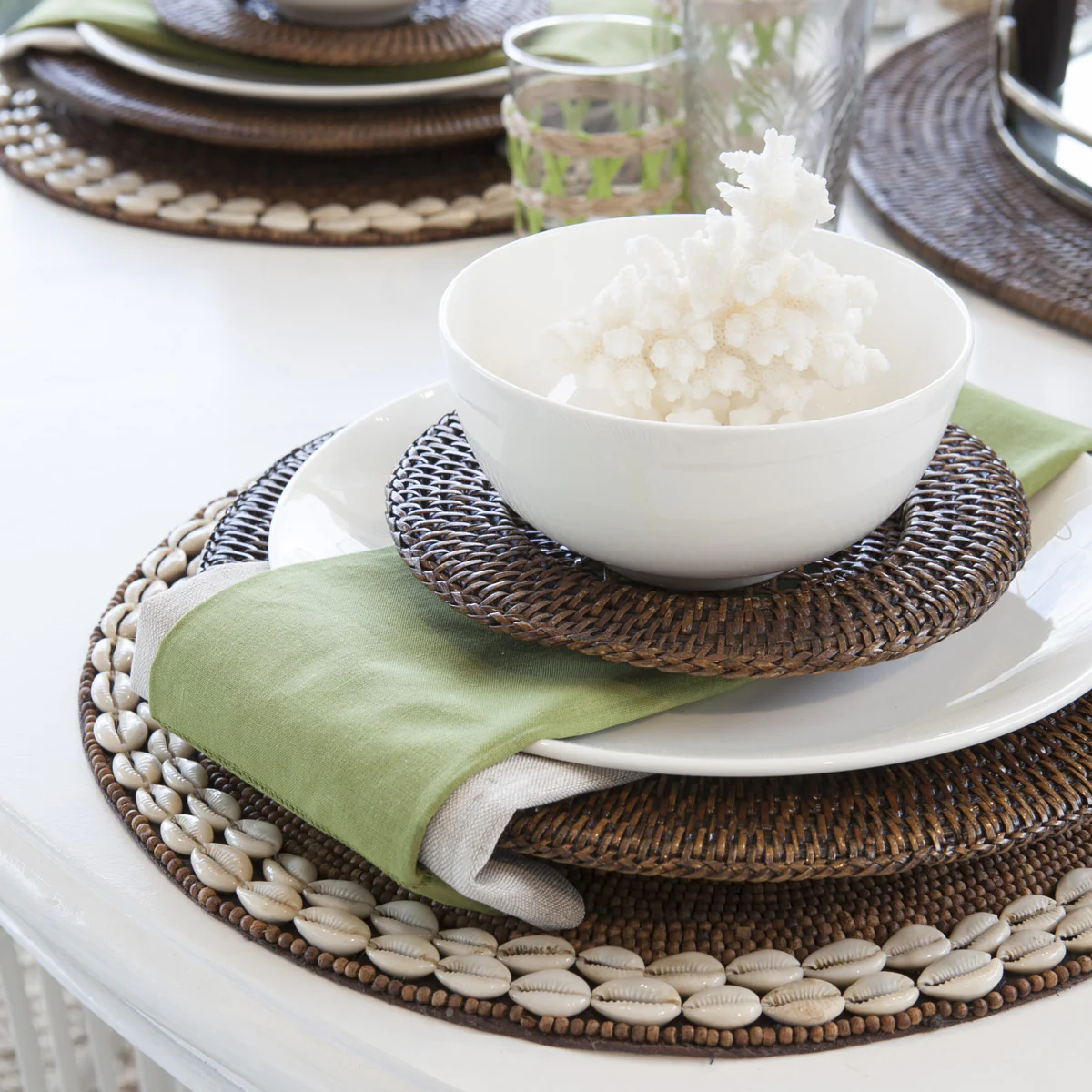 Rattan Mini Round Placemat Recessed (Brown) - Image 3