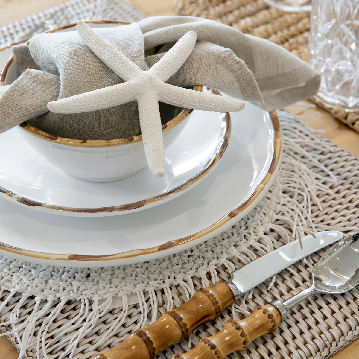 Rattan Rectangular Placemat (White Washed) - Image 4