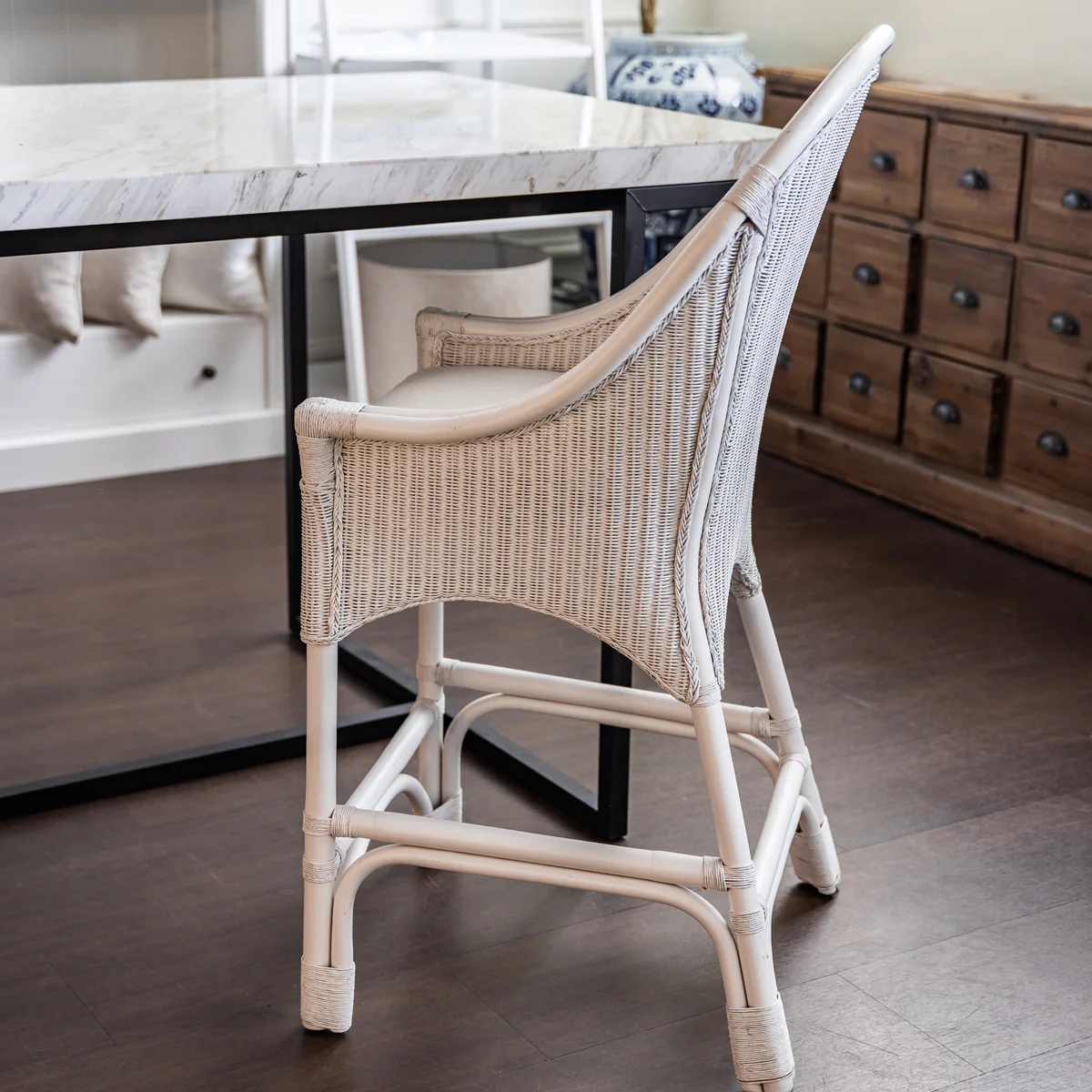 Rattan Rangoon Counter Stool White - Image 2