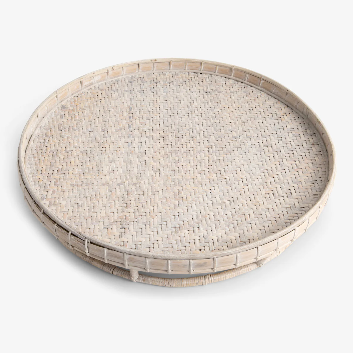 Rattan Rice Tray Round (White Washed)