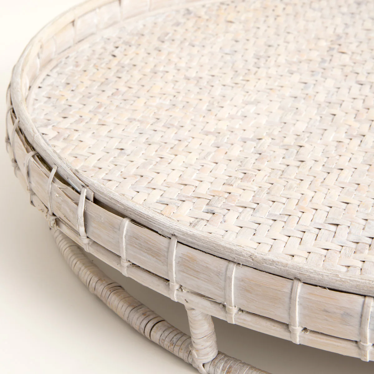 Rattan Rice Tray Round (White Washed) - Image 3