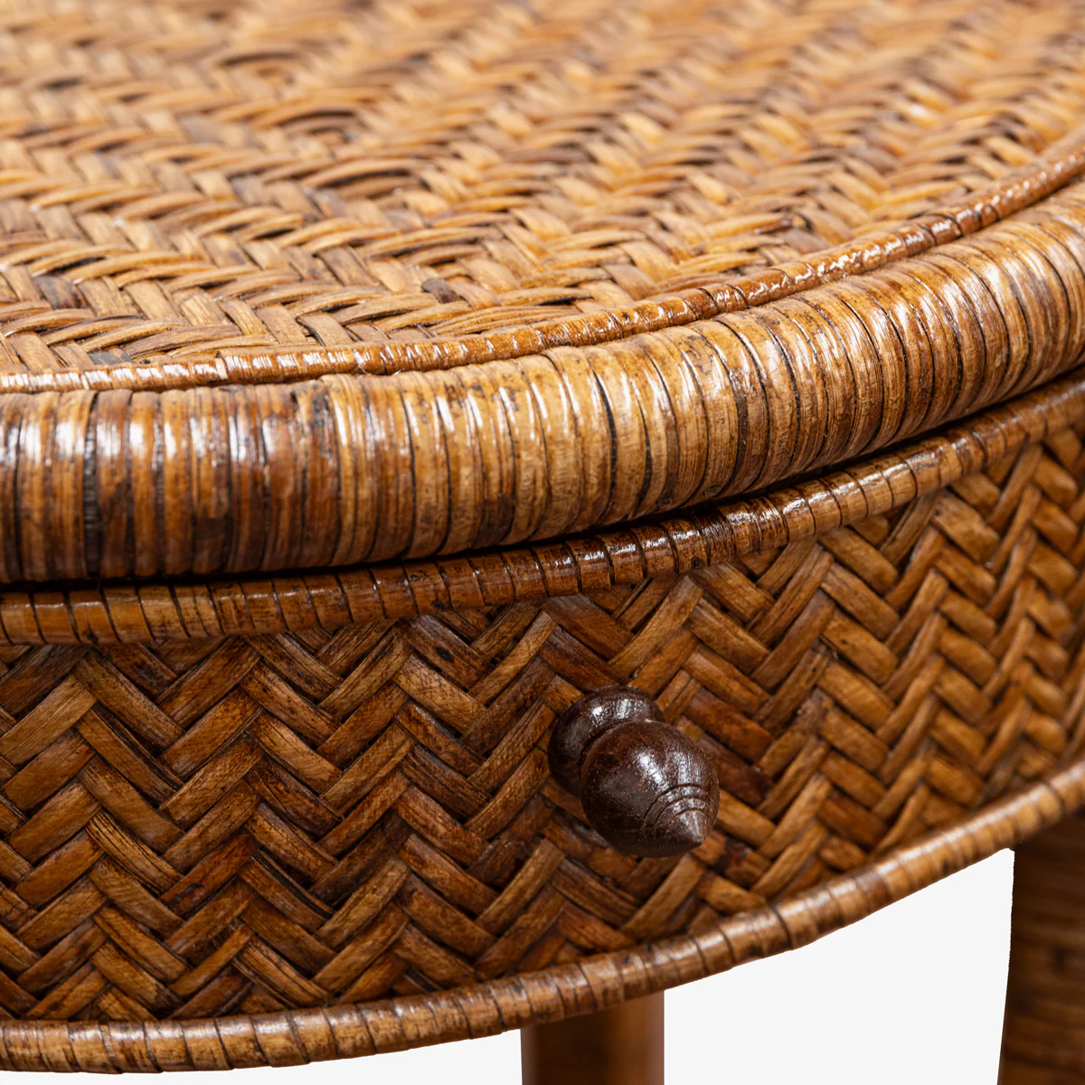Rattan Round Side Table (Brown) - Image 3