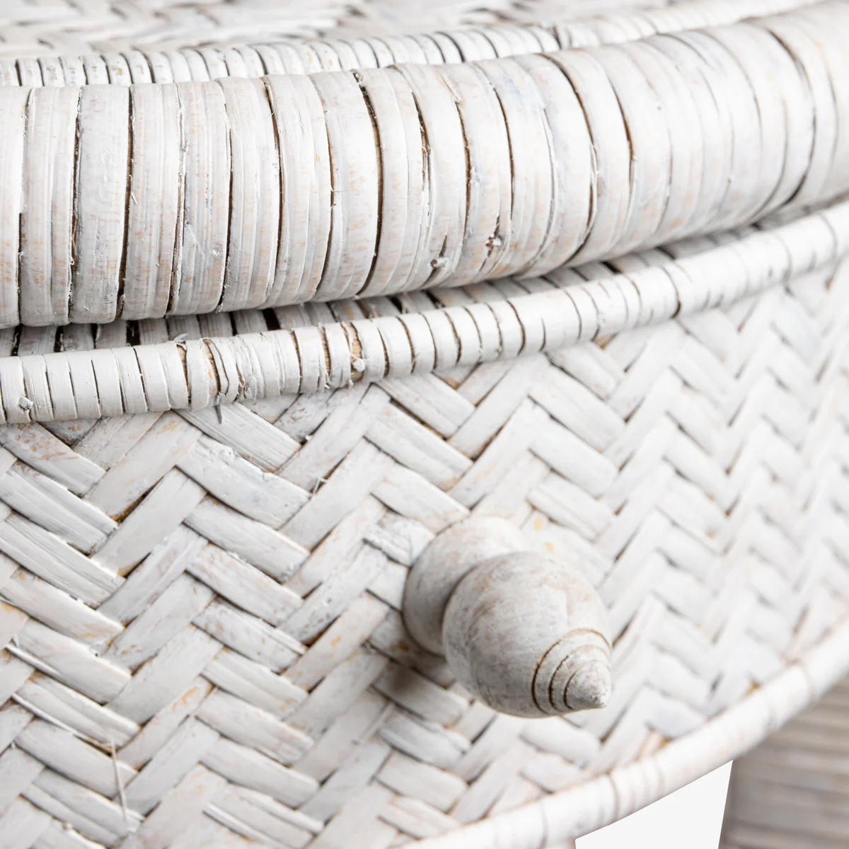 Rattan Round Side Table (White Washed) - Image 3