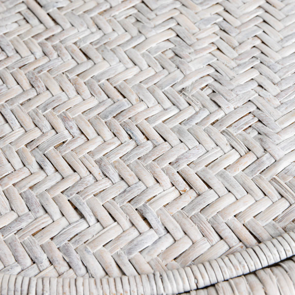 Rattan Round Side Table (White Washed) - Image 4