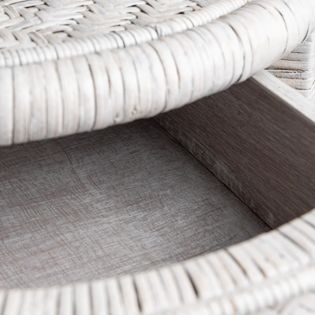Rattan Round Side Table (White Washed) - Image 5