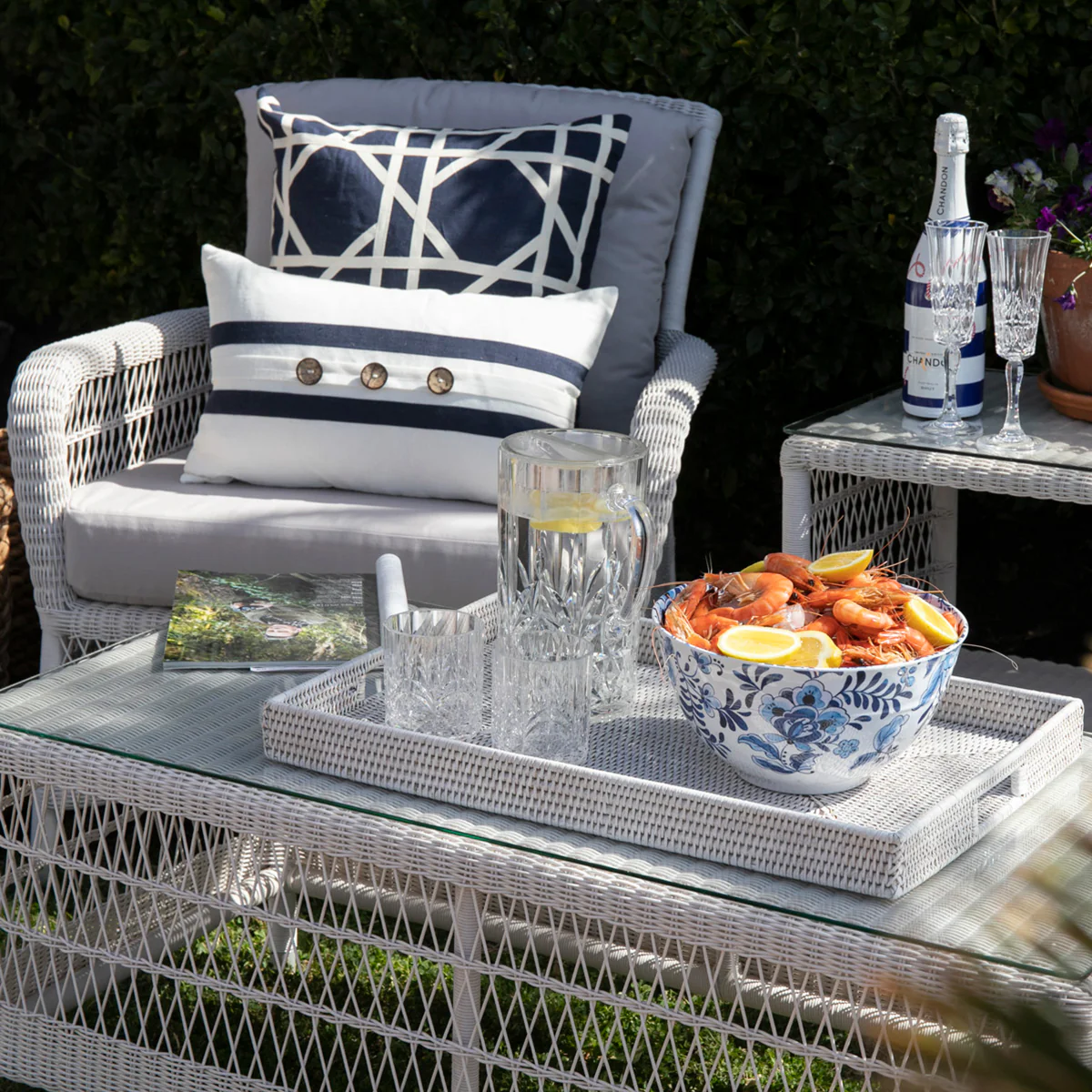 Rattan Trays Rectangular (White Washed) - Image 2