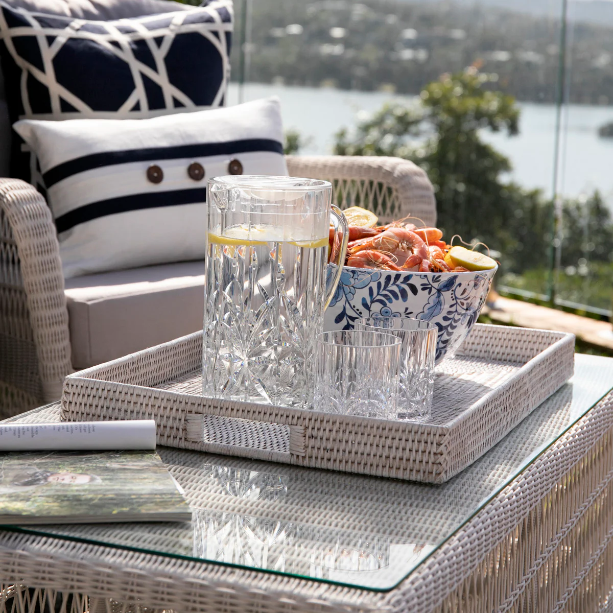 Rattan Trays Rectangular (White Washed) - Image 3
