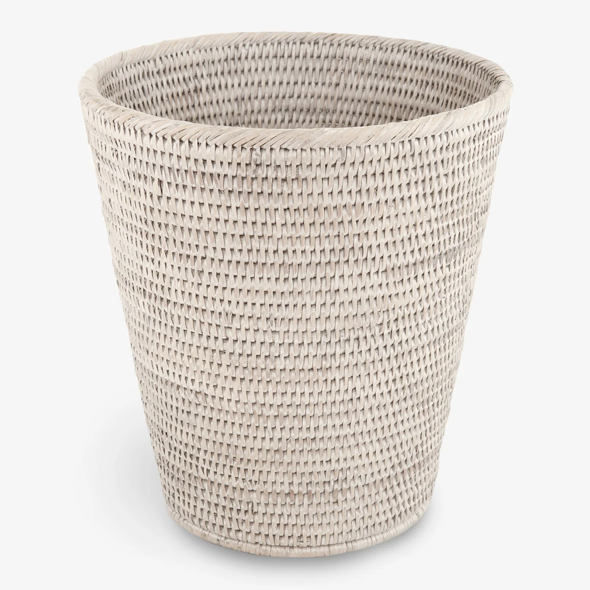 Rattan Waste Paper Bin Basket Round (White Washed)