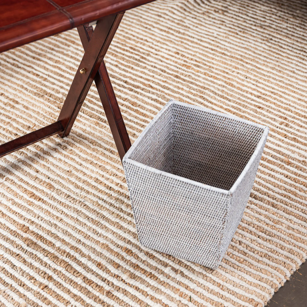 Rattan Waste Paper Bins (White Washed) - Image 2