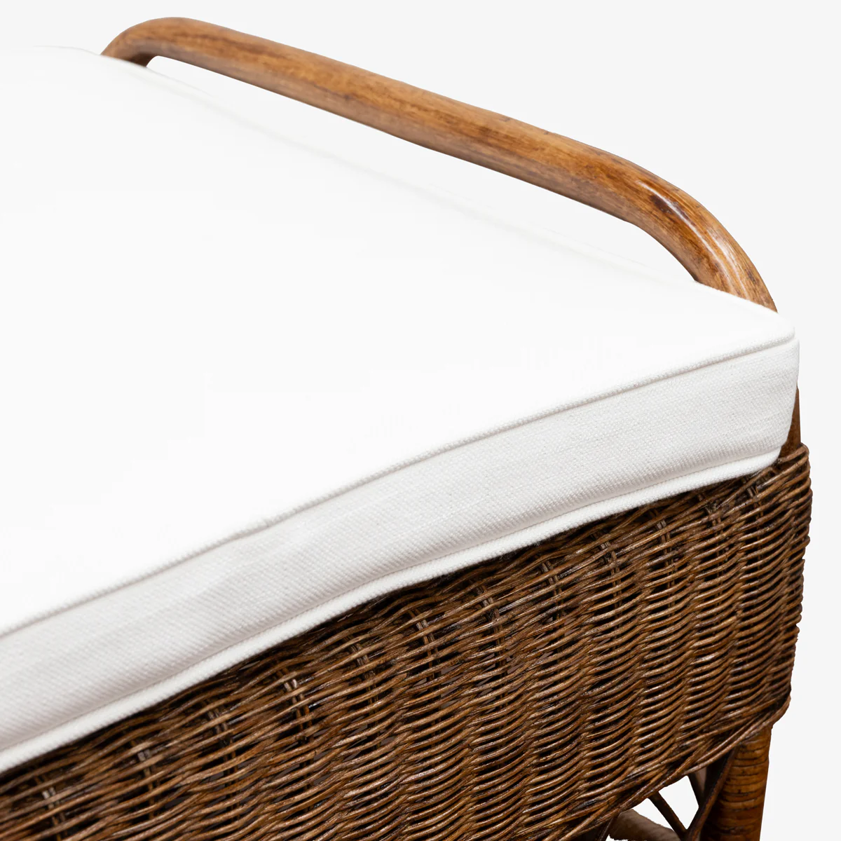 Rattan Wing Footstool (Brown/Cream) - Image 5